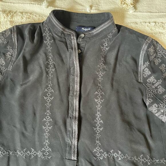 Madewell Black Silk Ballad Embroidered Tunic Small - Picture 5 of 12